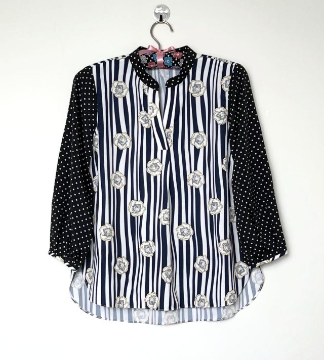 【B-12-N】ストライプ×フラワー