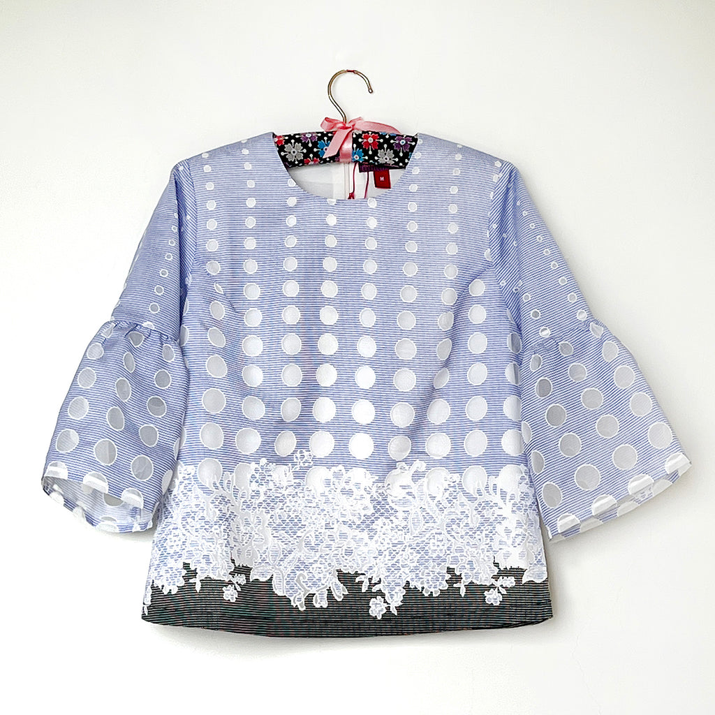 【B-20】丸柄×花柄ブラウス