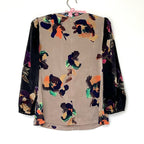 【B-25LS】ベージュ×黒花ブラウス