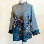 【B-30LS】格子×花柄ブラウス