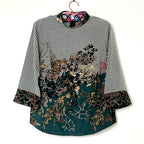 【B-30LS】格子×花柄ブラウス