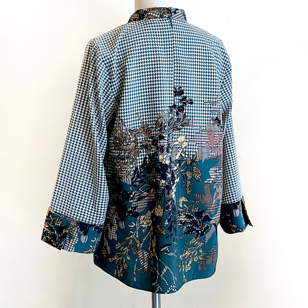 【B-30LS】格子×花柄ブラウス