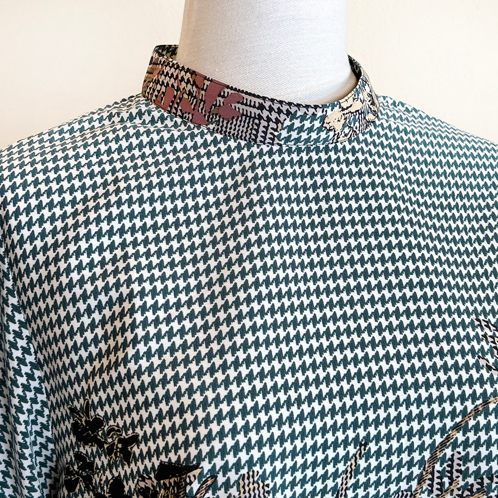 【B-30LS】格子×花柄ブラウス