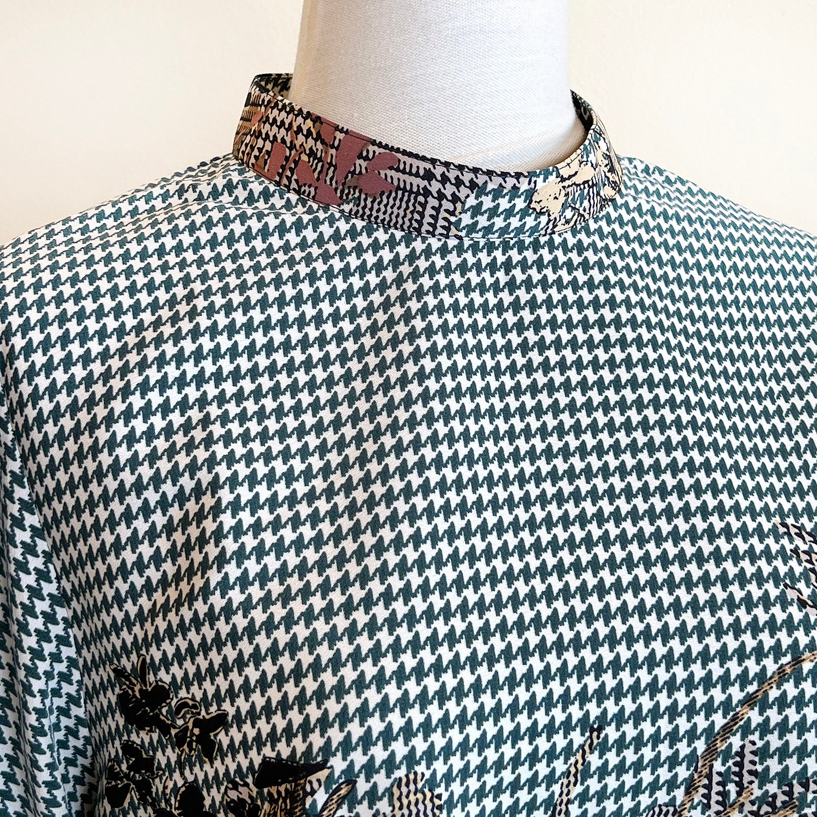 【B-30LS】格子×花柄ブラウス