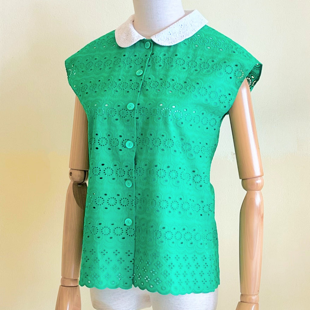 【B-13-G】グリーンレースコットン